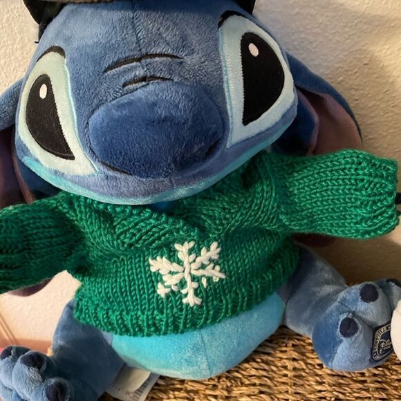 Disney Store Stitch Christmas Plush Naughty Winter Green Knit Sweater set of 2! - Picture 11 of 13
